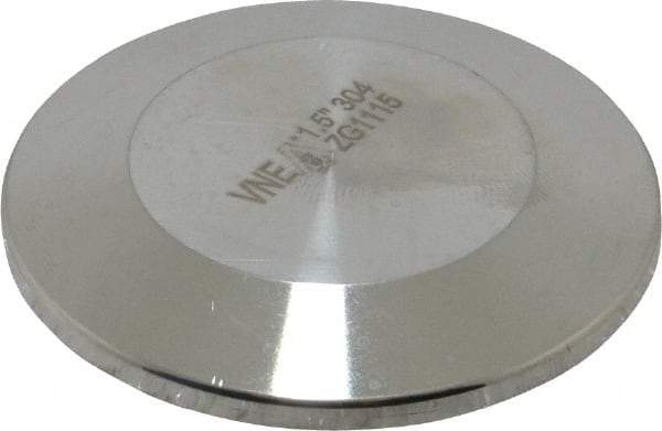 VNE - 1-1/2", Clamp Style, Sanitary Stainless Steel Pipe End Cap - Tube OD Connection, Grade 304 - Apex Tool & Supply