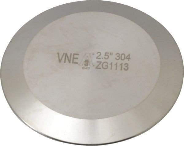 VNE - 2-1/2", Clamp Style, Sanitary Stainless Steel Pipe End Cap - Tube OD Connection, Grade 304 - Apex Tool & Supply