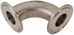 VNE - 1", Clamp Style, Sanitary Stainless Steel Pipe 90° Elbow - Tube OD Connection, Grade 316/316L - Apex Tool & Supply