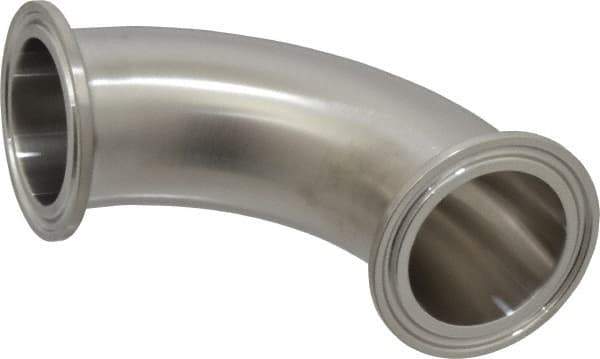 VNE - 1-1/2", Clamp Style, Sanitary Stainless Steel Pipe 90° Elbow - Tube OD Connection, Grade 316/316L - Apex Tool & Supply