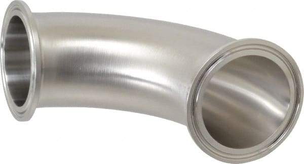 VNE - 2", Clamp Style, Sanitary Stainless Steel Pipe 90° Elbow - Tube OD Connection, Grade 316/316L - Apex Tool & Supply