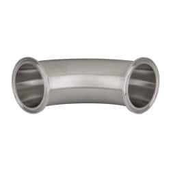 VNE - 2-1/2", Clamp Style, Sanitary Stainless Steel Pipe 90° Elbow - Tube OD Connection, Grade 316/316L - Apex Tool & Supply