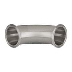 VNE - 2-1/2", Clamp Style, Sanitary Stainless Steel Pipe 90° Elbow - Tube OD Connection, Grade 316/316L - Apex Tool & Supply