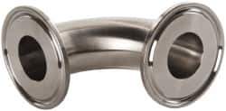VNE - 1", Clamp Style, Sanitary Stainless Steel Pipe 90° Elbow - Tube OD Connection, Grade 304 - Apex Tool & Supply