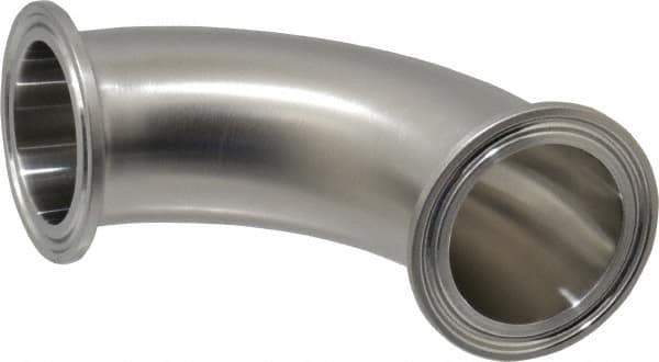 VNE - 1-1/2", Clamp Style, Sanitary Stainless Steel Pipe 90° Elbow - Tube OD Connection, Grade 304 - Apex Tool & Supply