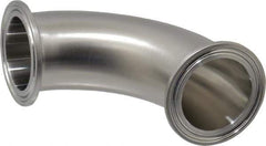 VNE - 1-1/2", Clamp Style, Sanitary Stainless Steel Pipe 90° Elbow - Tube OD Connection, Grade 304 - Apex Tool & Supply