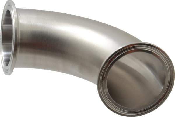 VNE - 2", Clamp Style, Sanitary Stainless Steel Pipe 90° Elbow - Tube OD Connection, Grade 304 - Apex Tool & Supply