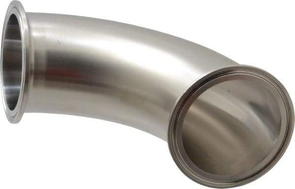 VNE - 2-1/2", Clamp Style, Sanitary Stainless Steel Pipe 90° Elbow - Tube OD Connection, Grade 304 - Apex Tool & Supply