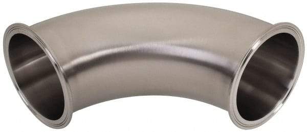 VNE - 4", Clamp Style, Sanitary Stainless Steel Pipe 90° Elbow - Tube OD Connection, Grade 304 - Apex Tool & Supply
