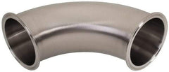 VNE - 4", Clamp Style, Sanitary Stainless Steel Pipe 90° Elbow - Tube OD Connection, Grade 304 - Apex Tool & Supply