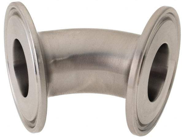 VNE - 1", Clamp Style, Sanitary Stainless Steel Pipe 45° Elbow - Tube OD Connection, Grade 316/316L - Apex Tool & Supply