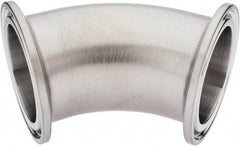 VNE - 1-1/2", Clamp Style, Sanitary Stainless Steel Pipe 45° Elbow - Tube OD Connection, Grade 316/316L - Apex Tool & Supply