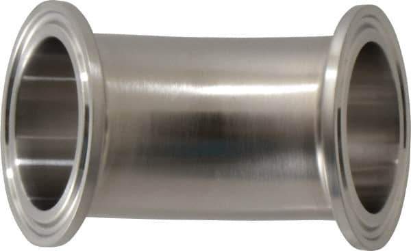 VNE - 1-1/2", Clamp Style, Sanitary Stainless Steel Pipe 45° Elbow - Tube OD Connection, Grade 304 - Apex Tool & Supply