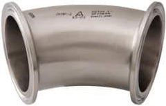 VNE - 2", Clamp Style, Sanitary Stainless Steel Pipe 45° Elbow - Tube OD Connection, Grade 304 - Apex Tool & Supply