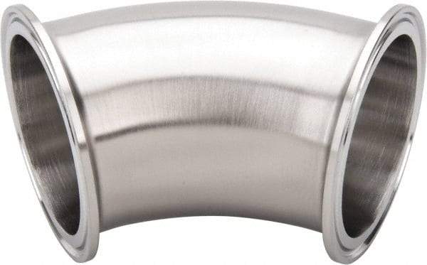VNE - 2-1/2", Clamp Style, Sanitary Stainless Steel Pipe 45° Elbow - Tube OD Connection, Grade 304 - Apex Tool & Supply