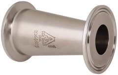 VNE - 1-1/2 x 1", Clamp Style, Sanitary Stainless Steel Pipe Concentric Reducer - Tube OD Connection, Grade 304 - Apex Tool & Supply
