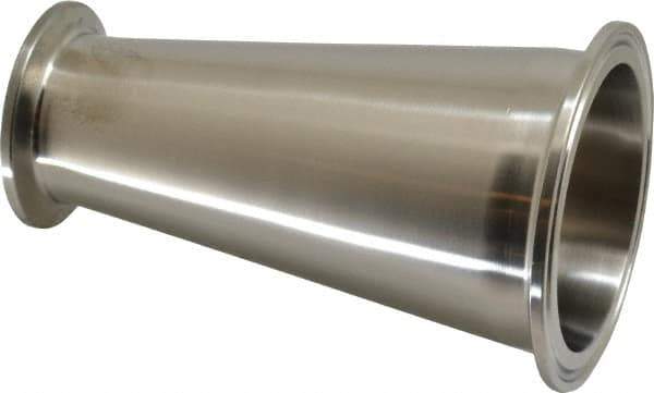 VNE - 2-1/2 x 1-1/2", Clamp Style, Sanitary Stainless Steel Pipe Concentric Reducer - Tube OD Connection, Grade 304 - Apex Tool & Supply