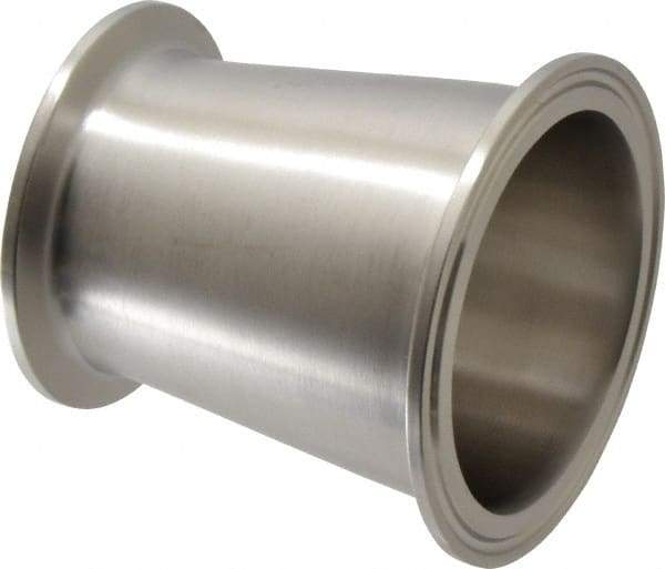 VNE - 2-1/2 x 2", Clamp Style, Sanitary Stainless Steel Pipe Concentric Reducer - Tube OD Connection, Grade 304 - Apex Tool & Supply