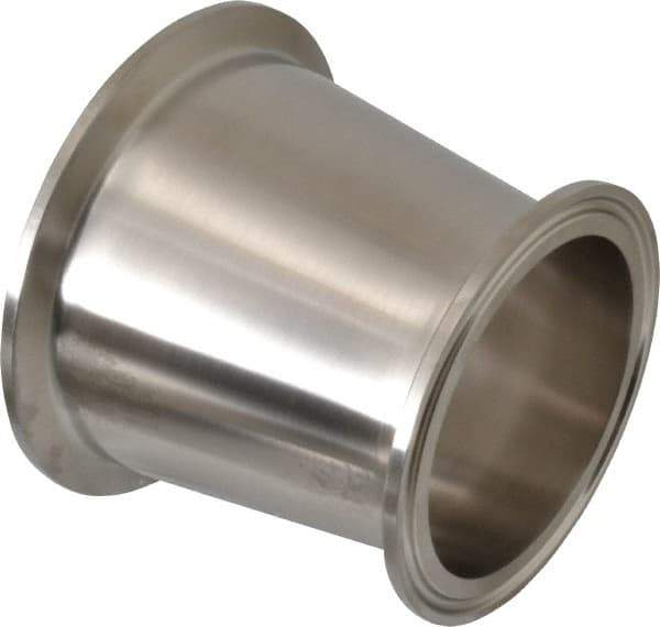 VNE - 3 x 2-1/2", Clamp Style, Sanitary Stainless Steel Pipe Concentric Reducer - Tube OD Connection, Grade 304 - Apex Tool & Supply