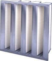 Made in USA - 12" Noml Height x 24" Noml Width x 12" Noml Depth, 95% Capture Efficiency, V-Bank Mini-Pleat Air Filter - MERV 14, Microfiberglass, Integrated Plastic Frame, 500 Max FPM, 1,000 CFM, For Any Unit - Apex Tool & Supply