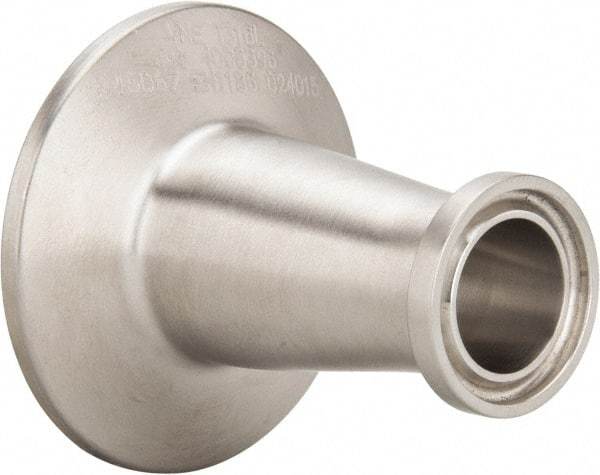 VNE - 1 x 3/4", Clamp Style, Sanitary Stainless Steel Pipe Concentric Reducer - Tube OD Connection, Grade 316/316L - Apex Tool & Supply