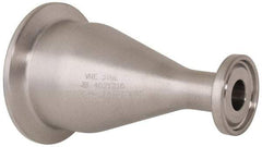 VNE - 1-1/2 x 1/2", Clamp Style, Sanitary Stainless Steel Pipe Concentric Reducer - Tube OD Connection, Grade 316/316L - Apex Tool & Supply