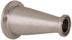 VNE - 1-1/2 x 3/4", Clamp Style, Sanitary Stainless Steel Pipe Concentric Reducer - Tube OD Connection, Grade 316/316L - Apex Tool & Supply