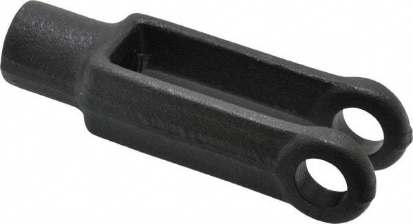 Jergens - 7/16-20 Thread, 1" Yoke Width, Carbon Steel, Tapped Yoke - 7/16" Hole Diam, 1-7/8" Hole Center to Neck, 13/16" Yoke Arm Height, 23/32" Neck Diam, 1" Neck Length, 2-7/8" OAL - Apex Tool & Supply