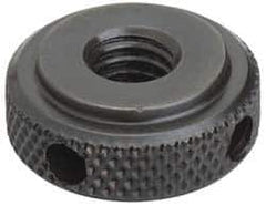 Jergens - 5/8-11" UNC Thread, Black Oxide Finish, Steel Round Knurled High Torque Check Nut - 7/16" Overall Height, 1-3/8" Head Diam, 1-1/8" Base Diam - Apex Tool & Supply