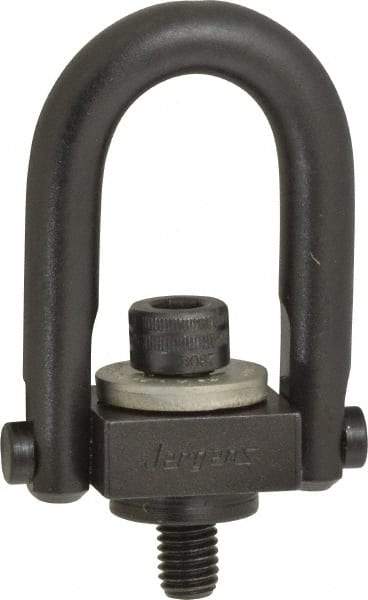 Jergens - 400 Lb Load Capacity Safety Engineered Center Pull Hoist Ring - M8 x 1.25 Thread, 12.5mm Thread Length, Alloy Steel, Black Oxide Finish - Apex Tool & Supply