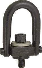 Jergens - 400 Lb Load Capacity Safety Engineered Center Pull Hoist Ring - M8 x 1.25 Thread, 12.5mm Thread Length, Alloy Steel, Black Oxide Finish - Apex Tool & Supply