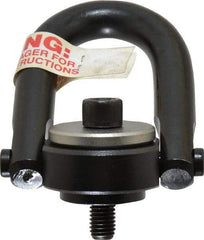 Jergens - 1,050 Lb Load Capacity Safety Engineered Center Pull Hoist Ring - M12 x 1.75 Thread, 19mm Thread Length, Alloy Steel, Black Oxide Finish - Apex Tool & Supply