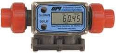GPI - 1/2" Port Electronic Digital Flowmeter & Totalizer - 150 Max psi, 1.2 to 12 GPM, PVDF - Apex Tool & Supply