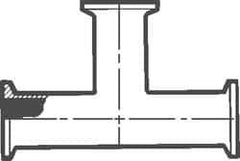 VNE - 2", Clamp Style, Sanitary Stainless Steel Pipe Tee - Tube OD Connection, Grade 316/316L - Apex Tool & Supply