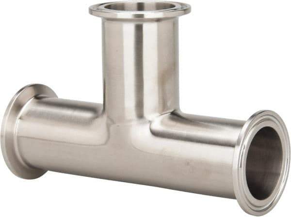 VNE - 1-1/2", Clamp Style, Sanitary Stainless Steel Pipe Tee - Tube OD Connection, Grade 316/316L - Apex Tool & Supply