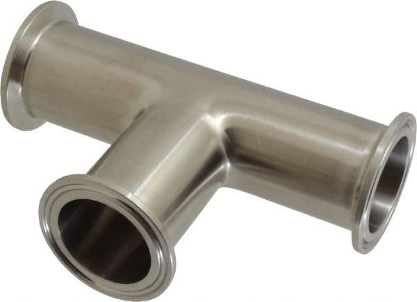 VNE - 1-1/2", Clamp Style, Sanitary Stainless Steel Pipe Tee - Tube OD Connection, Grade 304 - Apex Tool & Supply