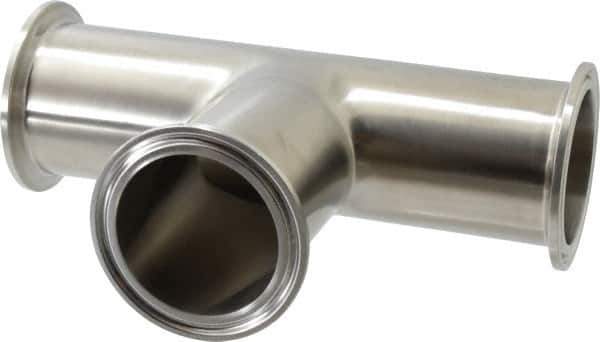 VNE - 2", Clamp Style, Sanitary Stainless Steel Pipe Tee - Tube OD Connection, Grade 304 - Apex Tool & Supply