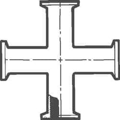 VNE - 2-1/2", Clamp Style, Sanitary Stainless Steel Pipe Cross - Tube OD Connection, Grade 304 - Apex Tool & Supply