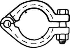 VNE - 2-1/2", E-Line Style, Sanitary Stainless Steel Pipe Unpolished Clamp with Bolt - Tube OD Connection, Grade 304 - Apex Tool & Supply