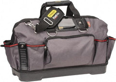 Stanley - 16 Pocket Black & Gray Polyester Tool Bag - 9-1/4" Wide x 19-1/4" Deep x 12-3/4" High - Apex Tool & Supply