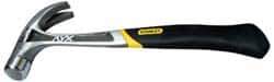 Stanley - 1 Lb Head, Curved Claw Nail Hammer - 13-1/2" OAL, Forged Steel Head, 1-3/16" Face Diam, Smooth Face, Steel Handle with Grip - Apex Tool & Supply