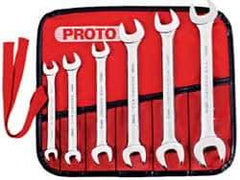 Proto - 6 Piece, 8mm x 9mm to 18mm x 19mm, Open End Wrench Set - Metric Measurement Standard, Satin Finish, Comes in Nylon Roll - Apex Tool & Supply