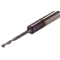 Iscar - 1.3mm 140° Solid Carbide Jobber Drill - TiAlN Finish, Right Hand Cut, Spiral Flute, Straight Shank, 46mm OAL, Standard Point - Apex Tool & Supply