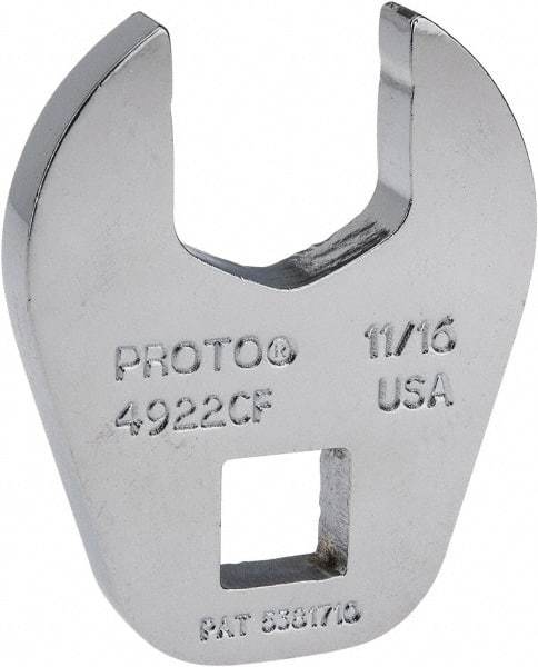 Proto - 11/16" 3/8" Drive Chrome Open End Crowfoot Wrench - 1.54" Head Diam x 1/4" Head Thickness - Apex Tool & Supply