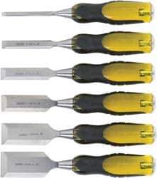 Stanley - 6 Piece Wood Chisel Set - 9" OAL, Bi-Material, Sizes Included 1/4 to 1-1/2" - Apex Tool & Supply