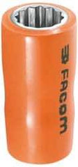 Facom - 3/8" Drive, Standard Hand Socket - 12 Points, 1-11/16" OAL, Alloy Steel - Apex Tool & Supply