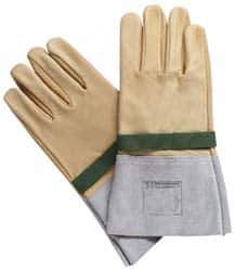 Facom - Size L (9), 11-13/16" Long, Silicone Leather Protector - 1,000 AC Max Use Voltage, Tan/Gray, Wear Over Latex Insulating Gloves - Apex Tool & Supply