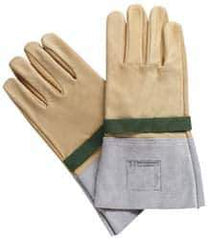 Facom - Size L (9), 11-13/16" Long, Silicone Leather Protector - 1,000 AC Max Use Voltage, Tan/Gray, Wear Over Latex Insulating Gloves - Apex Tool & Supply