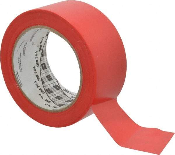 3M - Red Solid Color Vinyl Tape - 2" Wide x 108' Long x 0.005" Thick, General Traffic - Apex Tool & Supply