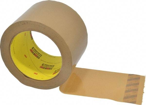 3M - 3" x 55 Yd Natural (Color) Rubber Adhesive Sealing Tape - Polypropylene Film Backing, 3.1 mil Thick, 70 Lb Tensile Strength, Series 375 - Apex Tool & Supply